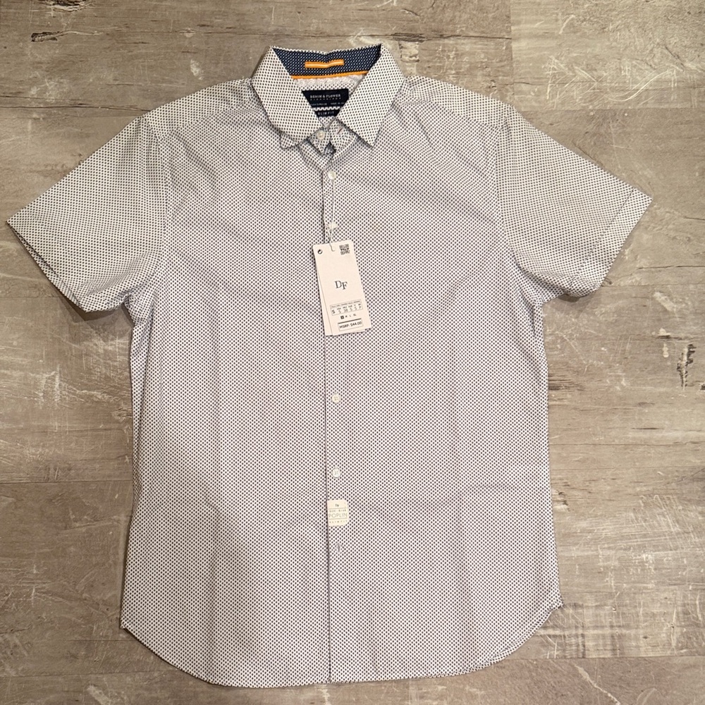 Denim & Flower Men's Short Sleeved Slim Fit Patterned Shirt - Small